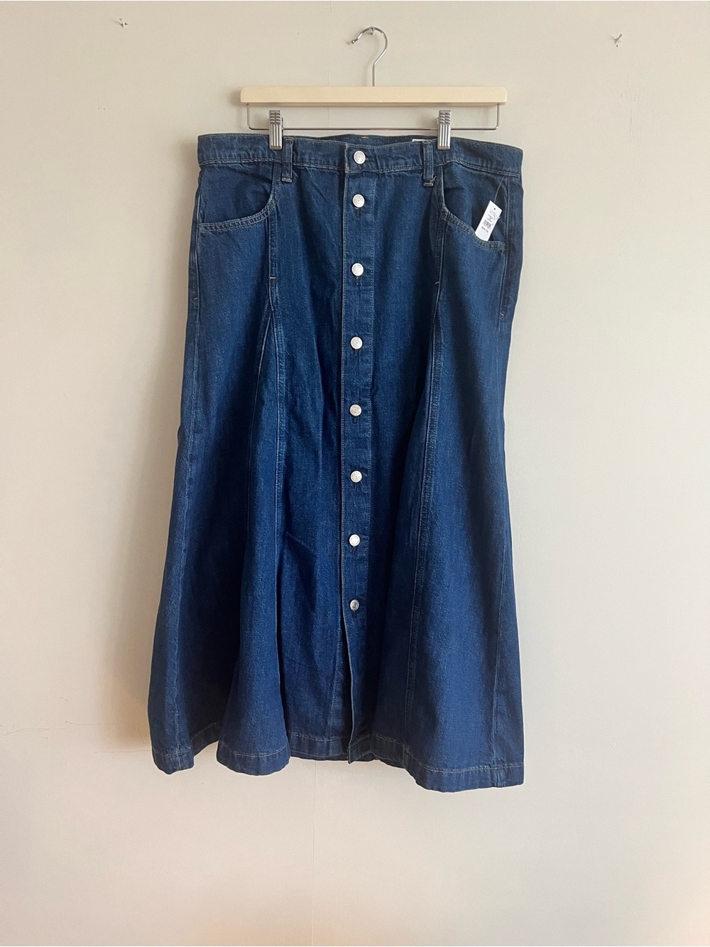 GAP Denim Button Front A-Line Midi Skirt NWT 32/14 Tall